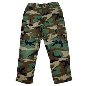 American Apparel Military Pants Mens Large Short Green Camo Cargo 37x27 USA MADE